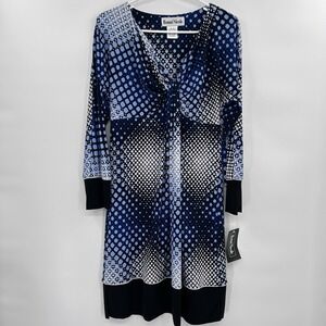 Vintage Ronni Nicole Womens Y2K Babydoll Retro Dress Size 12 Blue‎ Black Career